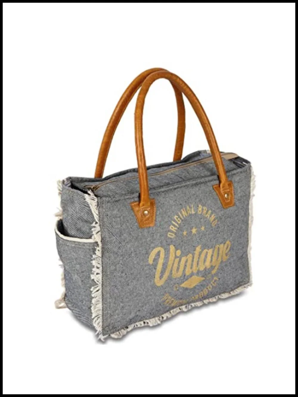 Upcycled Canvas and Leather Tote Bag Satchel Shoulder Crossbody